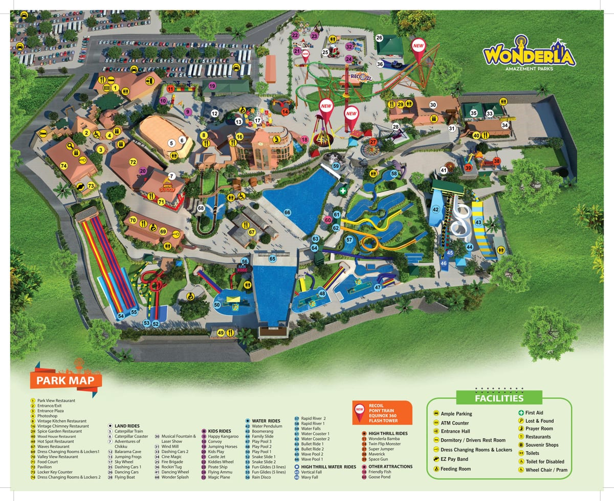 Wonderla Бангалор карті